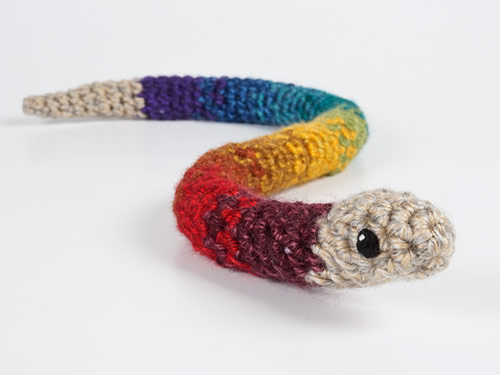 baby snake (rainbow ombre version) amigurumi crochet pattern by planetjune