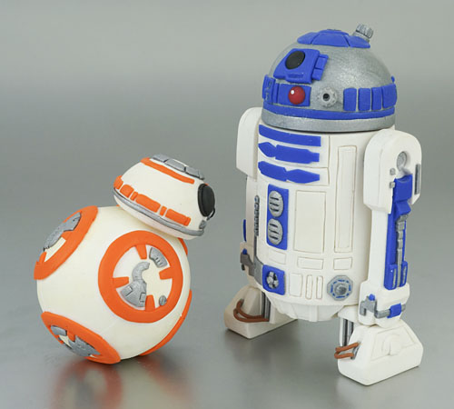 polymer clay BB-8 and R2-D2