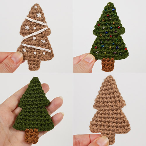 Gingerbread Tree & Christmas Tree Ornaments crochet pattern by PlanetJune