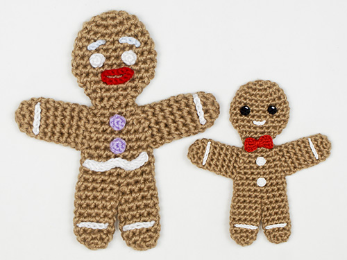 amigurumi supersized Gingy and regular size Gingerbread Man - based on Gingerbread Man crochet pattern by PlanetJune