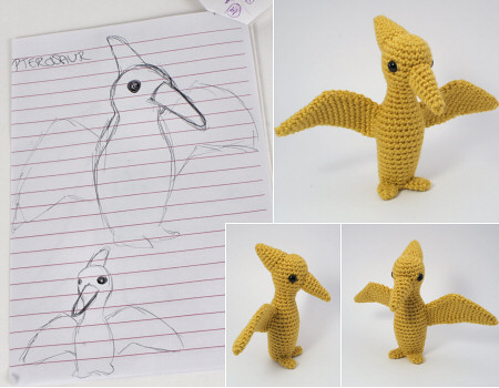 amigurumi pteranodon: from sketch to design