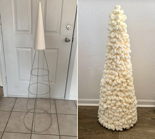 Susanna's giant crocheted Christmas tree (in progress), made from PlanetJune patterns