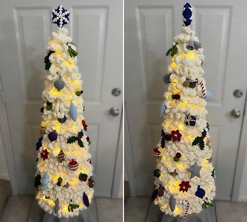 Susanna's giant crocheted Christmas tree, all made from PlanetJune patterns