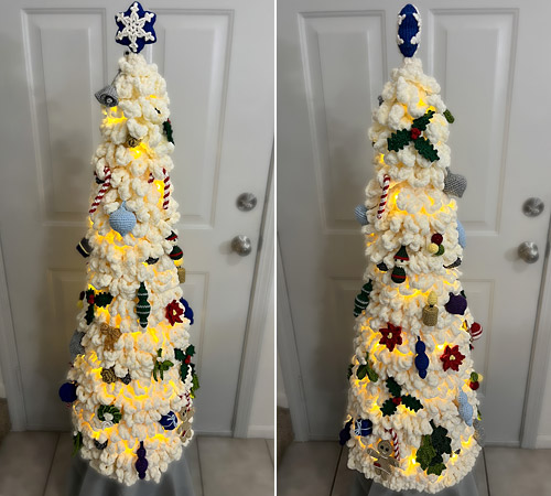 Susanna's giant crocheted Christmas tree, all made from PlanetJune patterns