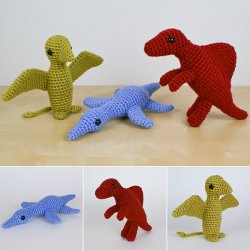 Dinosaurs Set 2X THREE amigurumi EXPANSION PACK crochet patterns