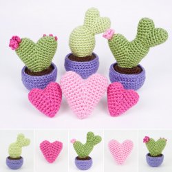 Heart Cactus Collection: FIVE crochet patterns