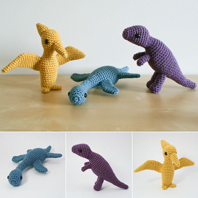 Dinosaurs Set 2 - THREE amigurumi crochet patterns - Click Image to Close