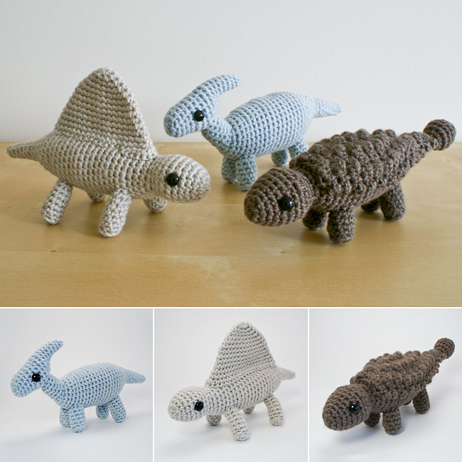 Dinosaurs Set 3 - THREE amigurumi crochet patterns - Click Image to Close