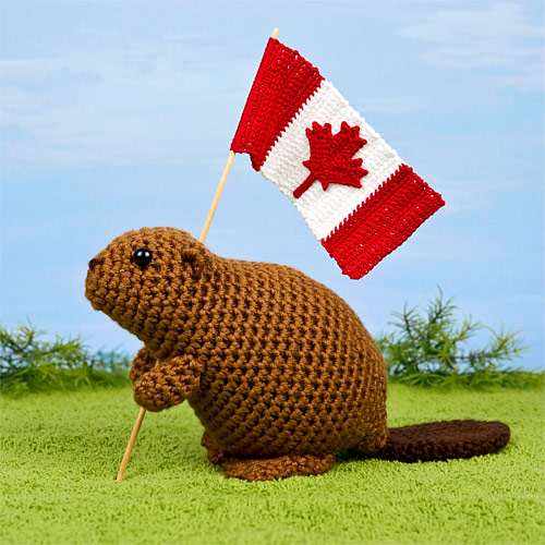 Beaver and Canadian Flag crochet patterns by PlanetJune
