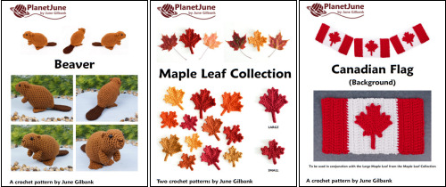 Beaver and Maple Leaf Collection (including Canadian Flag) crochet patterns by PlanetJune