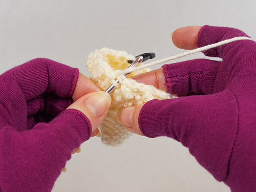 crocheting with Grace & Able compression gloves