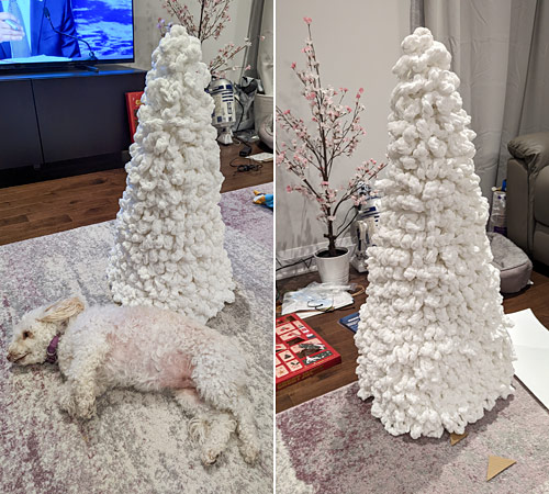 I've been making jumbo pompoms for my Christmas tree. Has anyone
