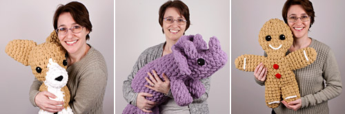 giant amigurumi based on AmiDogs Corgi, Triceratops, Gingerbread Man amigurumi patterns by PlanetJune
