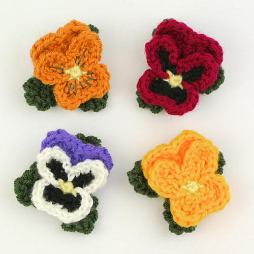 Crochet Pansy Bouquet