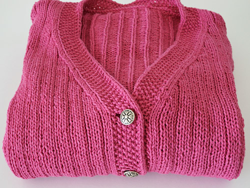 knit pink ribbed cardigan by June Gilbank 