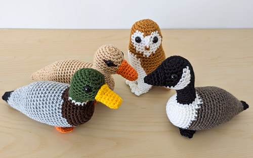 upcoming PlanetJune crochet patterns: Mallards, Canada Goose, Barn Owl (new option)