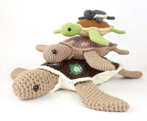 Baby Sea Turtle Collection, AquaAmi Sea Turtle and Simple-Shell Sea Turtle crochet patterns by PlanetJune