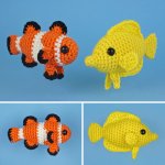 (image for) Tropical Fish Set 1: TWO amigurumi fish crochet patterns