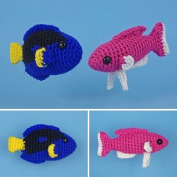 (image for) Tropical Fish Set 2: TWO amigurumi fish crochet patterns