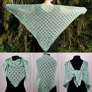 (image for) Climbing Eyelets Triangular Shawl crochet pattern