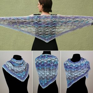 (image for) Palm Leaves Triangular Shawl crochet pattern