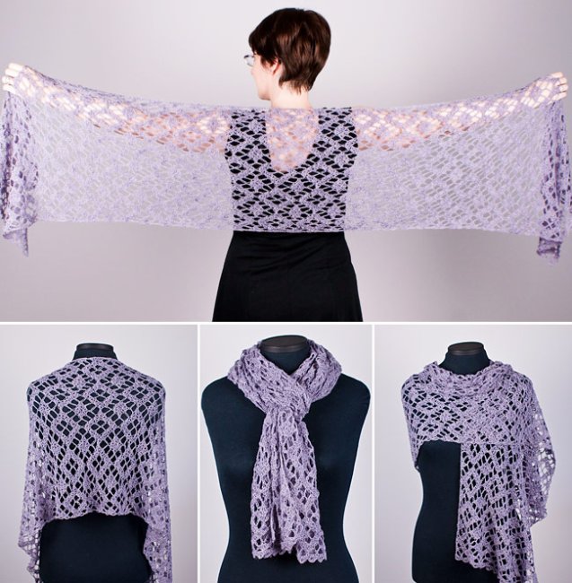 (image for) Diamond Lace Wrap crochet pattern - Click Image to Close