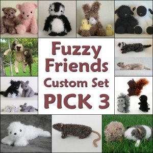 (image for) Fuzzy Friends CUSTOM SET (pick any 3) crochet patterns