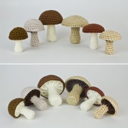 (image for) Mushroom Collection: SIX realistic crochet patterns