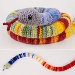 (image for) Temperature Snake amigurumi crochet pattern and workbook