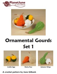 (image for) Ornamental Gourds Set 1: THREE realistic crochet patterns