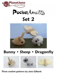 (image for) PocketAmi Set 2: Bunny Sheep Dragonfly amigurumi crochet patterns