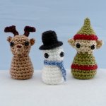 (image for) PocketAmi Set 4: Christmas - three amigurumi crochet patterns: Reindeer, Snowman, Elf