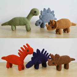 (image for) Dinosaurs Sets 1 & 1X - SIX amigurumi crochet patterns