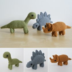 (image for) Dinosaurs Sets 2 & 2X - SIX amigurumi crochet patterns