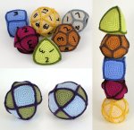 (image for) Polyhedral Balls, Gaming Dice, Cuboctahedron: 7 crochet patterns