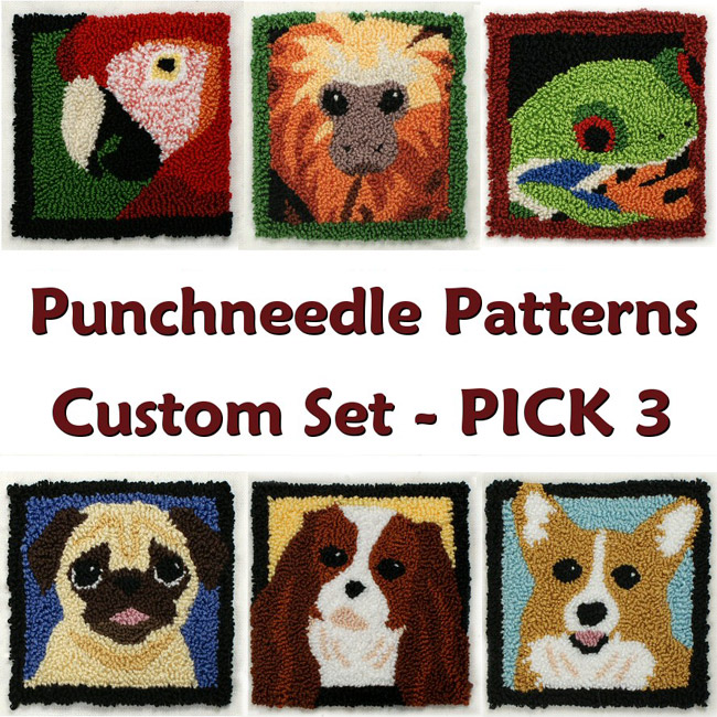 (image for) Punchneedle CUSTOM SET (pick any 3 Embroidery Patterns) - Click Image to Close