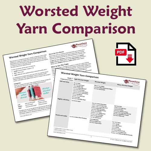 update: worsted weight yarn comparison – PlanetJune by June Gilbank: Blog