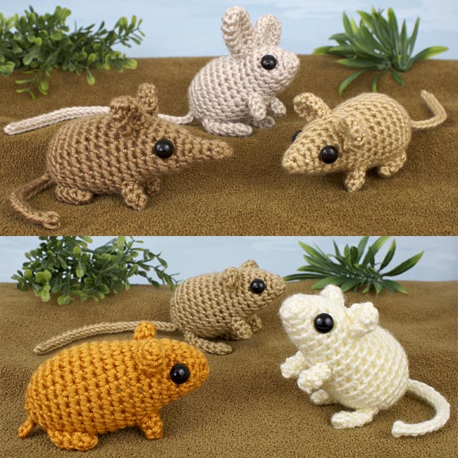 (image for) Mini Mammals 1 & 2 - SIX amigurumi crochet patterns - Click Image to Close